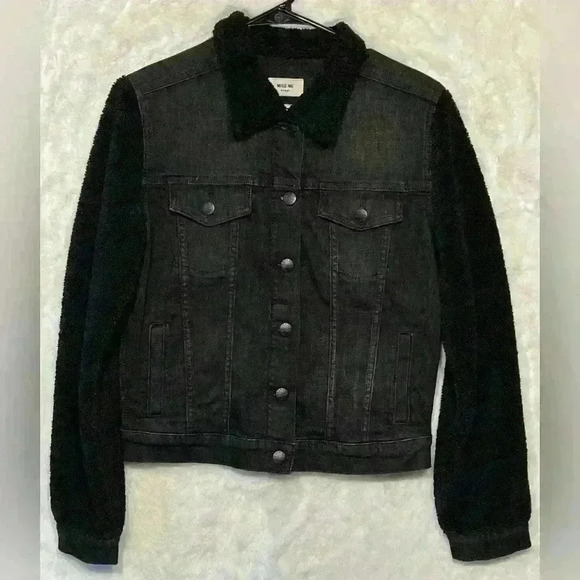 Buckle Miss Me Jean Denim Western Black Jacket  Womens Small Button Down EUC - Picture 1 of 10